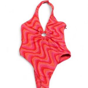 Vintage Y2K Crochet Multicolored Halter Bodysuit